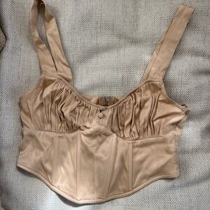 Tan Satin Corset Top